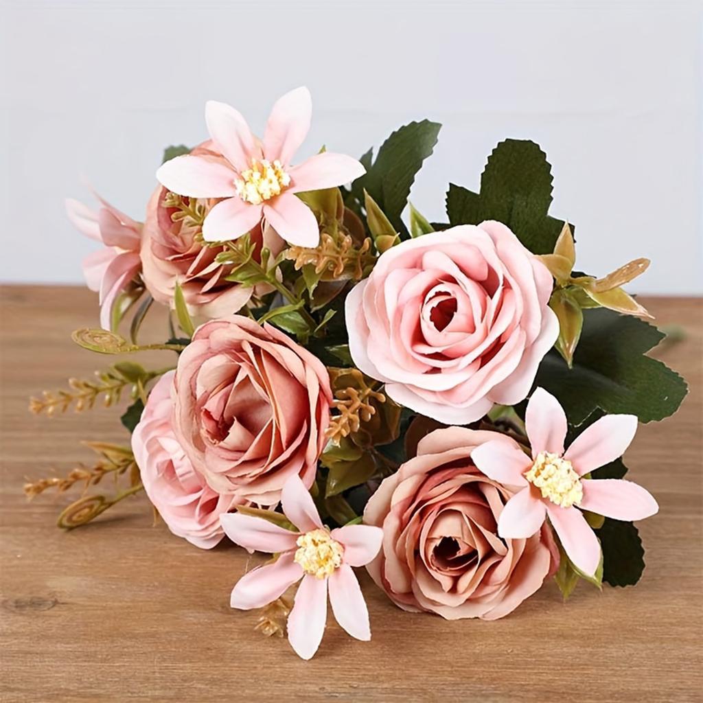 Fake Roses, Artificial Flowers Realistic Silk Faux Rose With Stems For Wedding Decoration Anniversary Bridal Bouquet Floral Arrangement