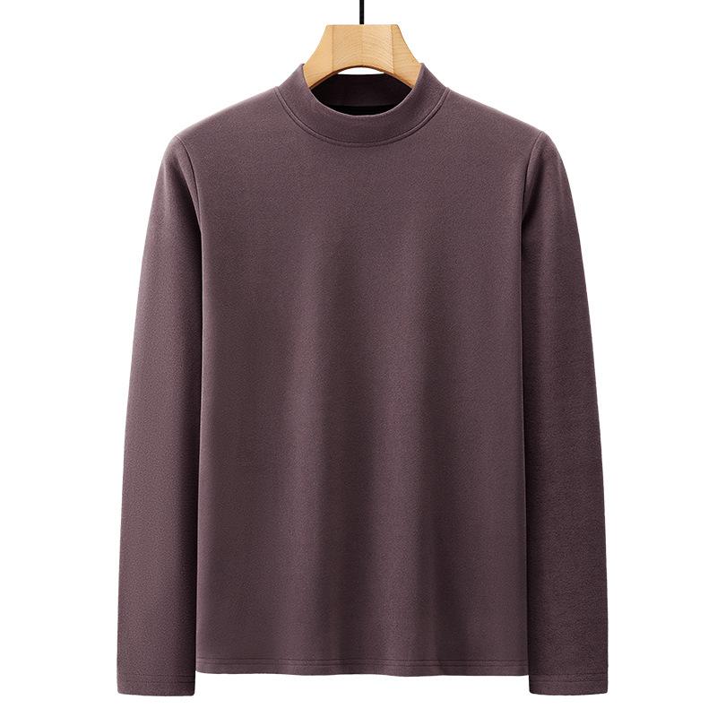 Winter German Velvet Sweatshirt for Men's Windproof Neckline Round Neck Double-sided Velvet Warm Bottoming Shirt Thick Simple Long Sleeves