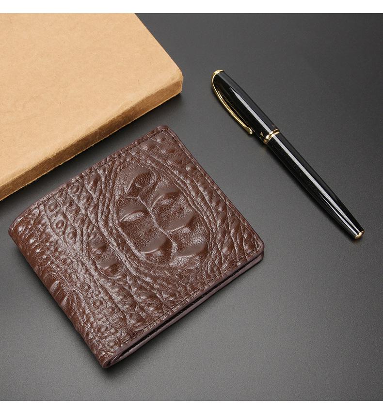 Men's Slim Crocodile Pattern Card Holder Wallet with Money Clip and Multiple Card Slots