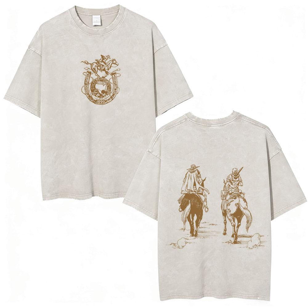 Anime Jojo Bizarre Adventure Manga Vintage Acid Washed T Shirt Men Women Casual Short Sleeves T-shirt Streetwear