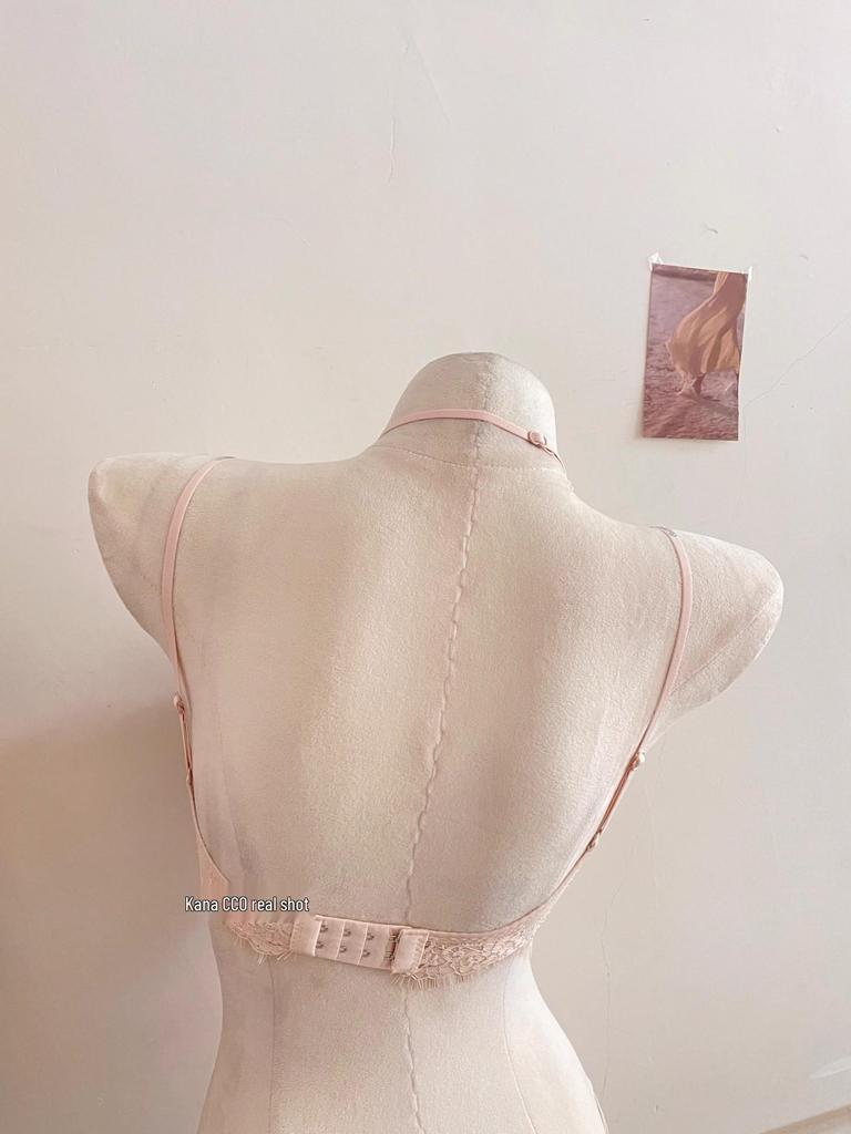 French Pure Desire Lingerie Set: Halter Lace Bra & Beautiful Back Anti-Sagging Bra