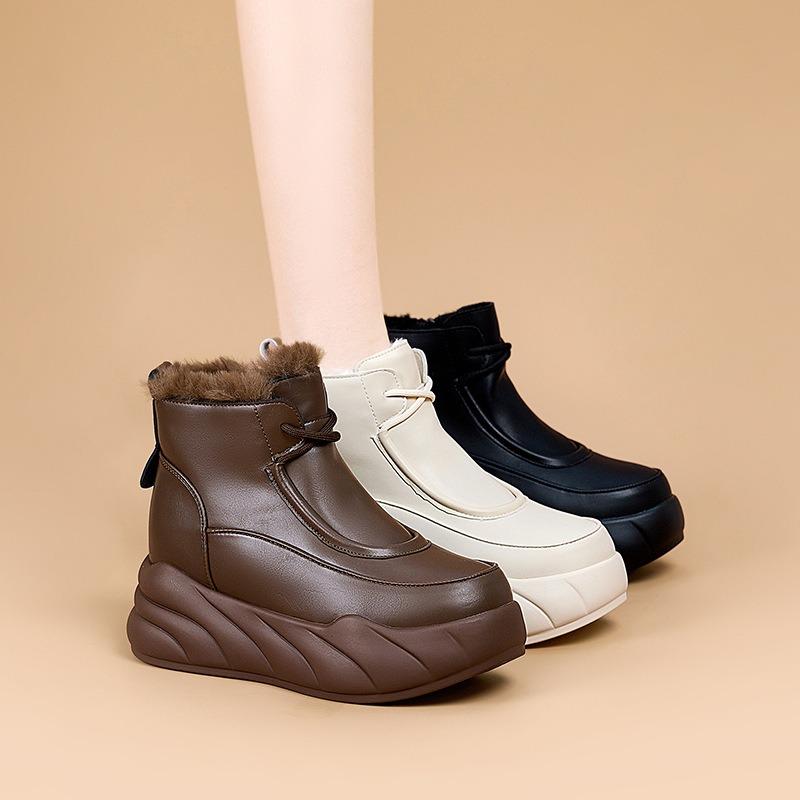 Martin Boots Women's Autumn and Winter New Versatile Thick-soled Heightening Snow Cotton Warm Short Boots Snow Boots