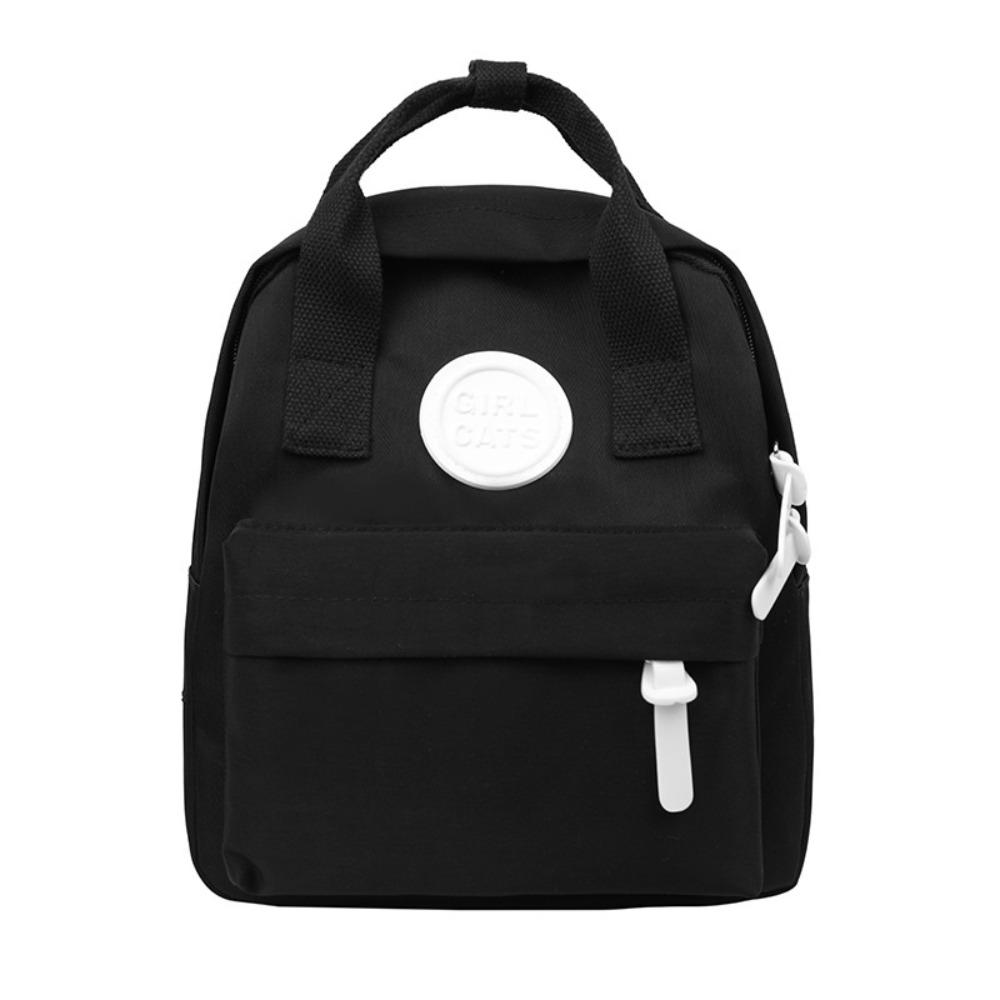 

Large Capacity Children Backpack Solid Color Canvas Rucksack Student School Bag Teenage Girls S Black