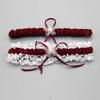 Bride's Lace Bow Garter in Milan Navy, Wine, Dark Red, or Rice White