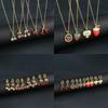 Hot Sale Fruit Cherry Strawberry 2pcs Zircon Set Earrings Necklace Bracelet Luxury For Woman Party Wedding Lucky Gift Zircon