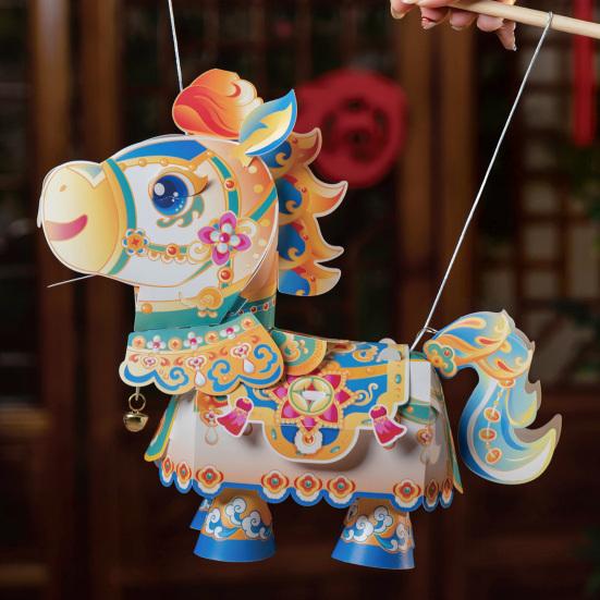 Hästens År Ljusmaterialpaket DIY Ljuskit med Roterande Huvud Rörliga Delar Och Inbyggda Ljuseffekter Traditionell Zodiac-Dekoration