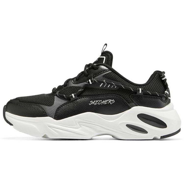 Skechers Stamina Airy Fabric Leather Sport Comfort Low Top Lifestyle Shoes Women sneaker Black White 896078-BKW 36