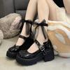 2025 Retro Chunky Heel Japanese Lolita Plus Size Platform Loafers for Women
