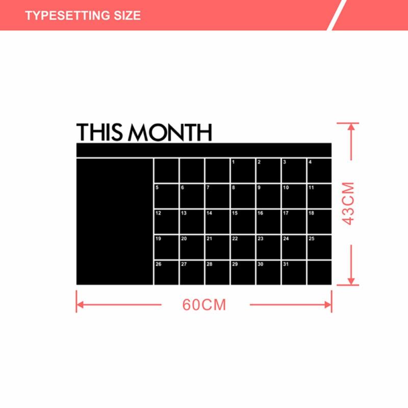 

Большой черный календарь на месяц наклейки на стену съемная доска домашний декор для планировщика комнаты Diy доска офисные школьные наклейки 60*43CM