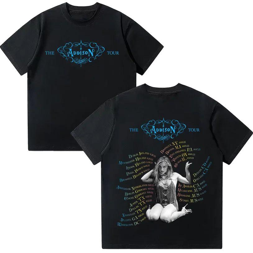 Vintage Y2k Tops The Addison Rae Tour 2025 T Shirt Addison Rae Album Merch TShirts Fashion Print Cotton Short Sleeve Unisex S