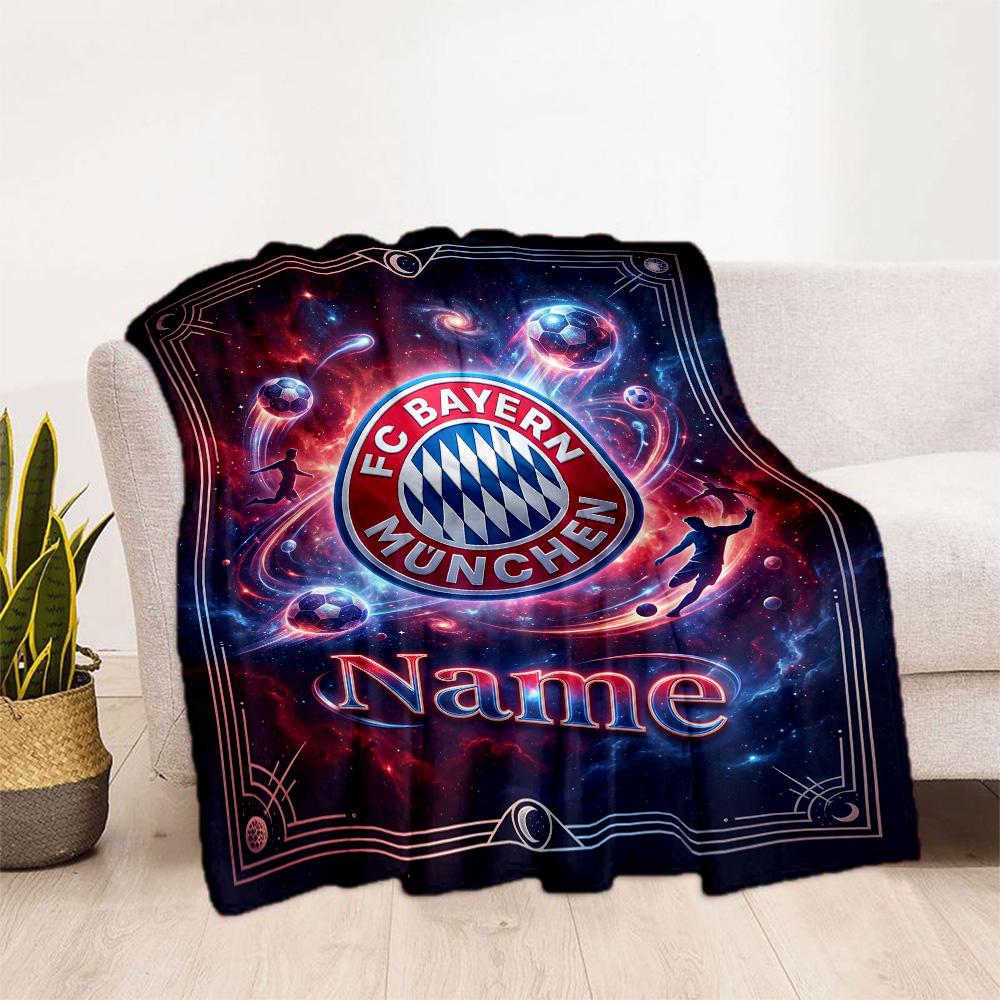 Bayern Munich Galaxy Artwork Customize Your Name Blanket Multi-purpose Personalized Blanket Comfortable for Bedding Living Room Bed Office Chair