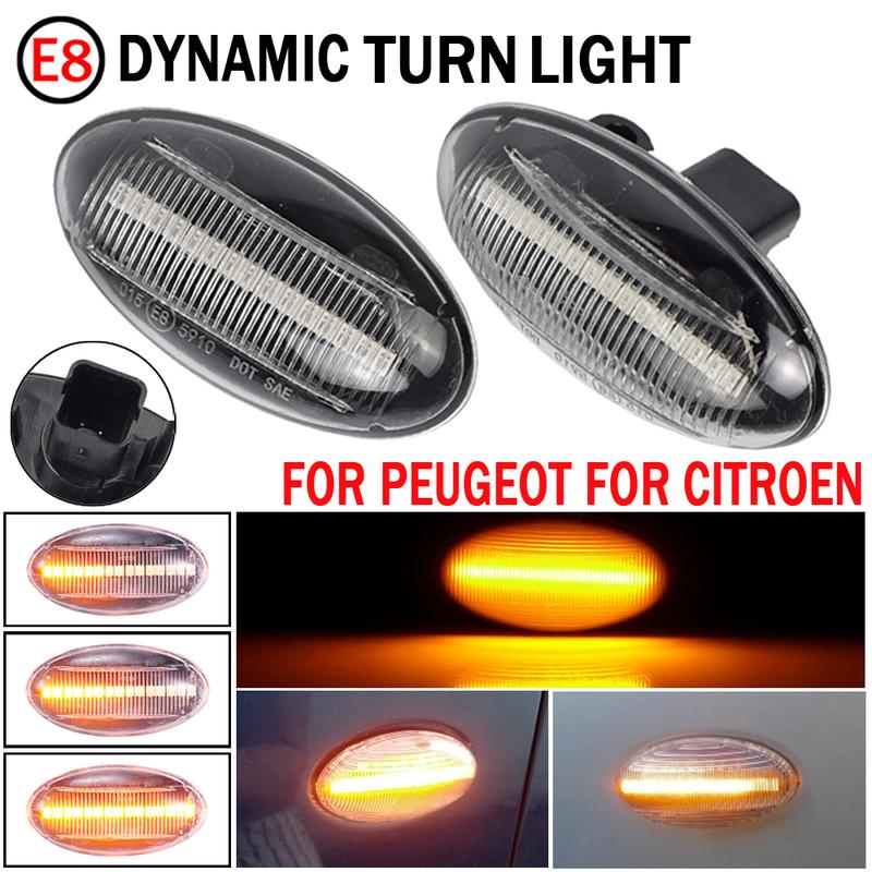 For Peugeot 307 206 407 107 607 Citroen C1 C2 C3 C5 LED Dynamic Turn Signal Light Flowing Water Side Marker Indicator Light