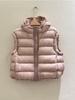 Down vest women's short winter thickened hooded white duck down jacket knitted splicing to keep warm