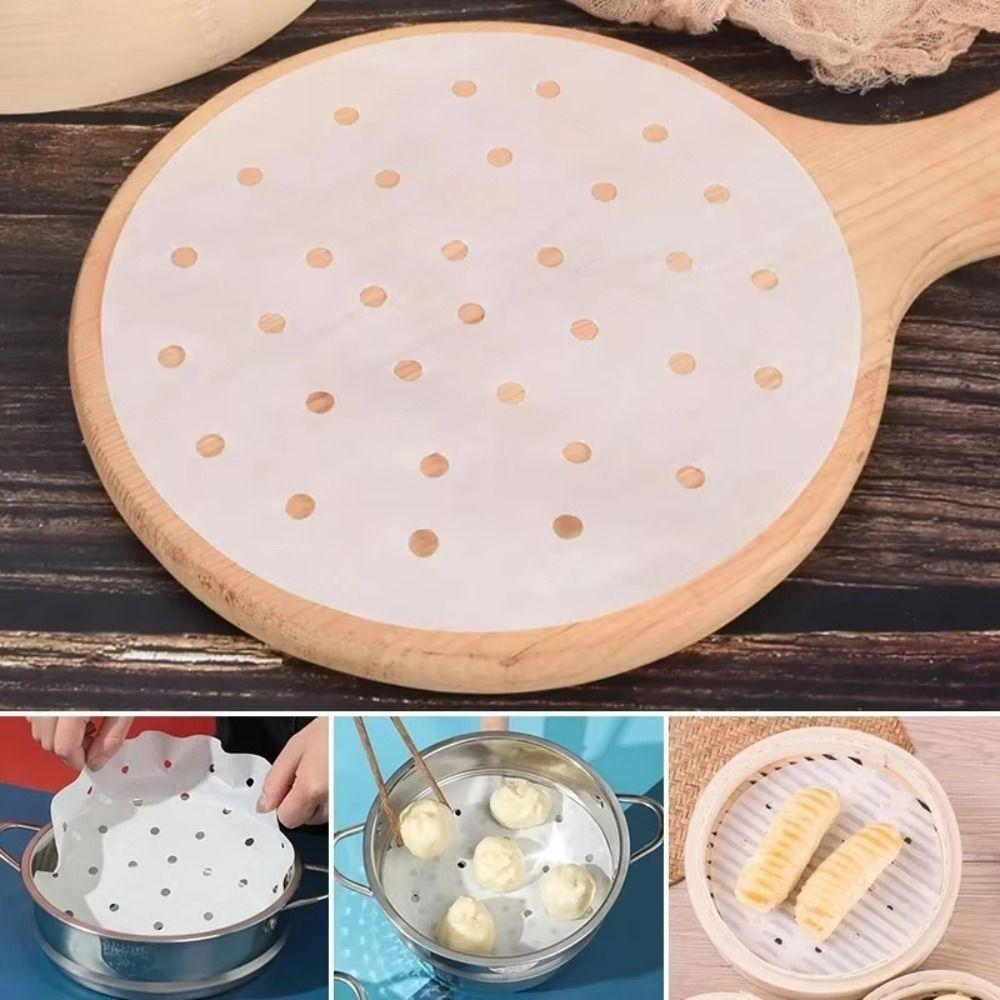 100Pcs Round Steamer Paper Disposable Bread Bakery Paper New Buns Pad Paper Kitchen Cooking Tools