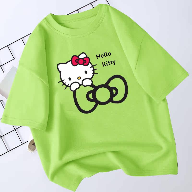HelloKtty Summer Girls Pure Cotton Short Sleeved Tshirt Cute Childrens Clothing Stylish Girls Parent Child Clothing