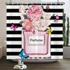 Ladies Perfume Flower Print Shower Curtain Fashion Bathroom Curtains Fashion Girly Women Polyester Bath Curtain Decor With Hooks