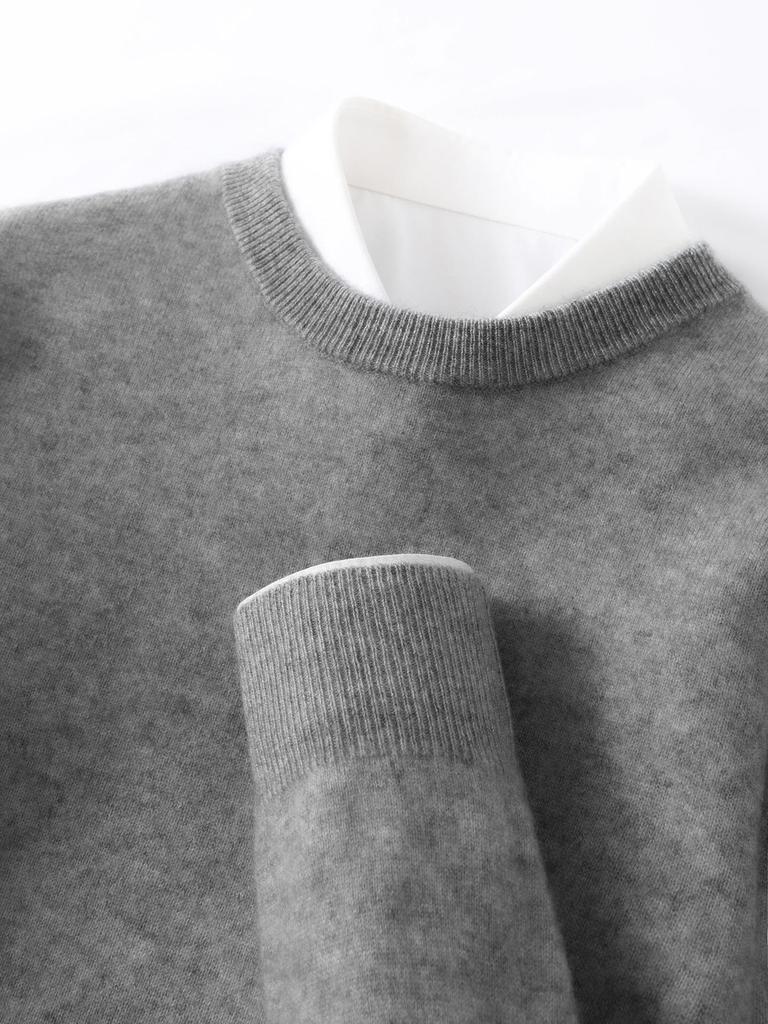 Men's Cashmere Round Neck Sweater - Business Casual Light Luxury Pullover, Soft & Smooth Knitwear for Autumn & Winter.