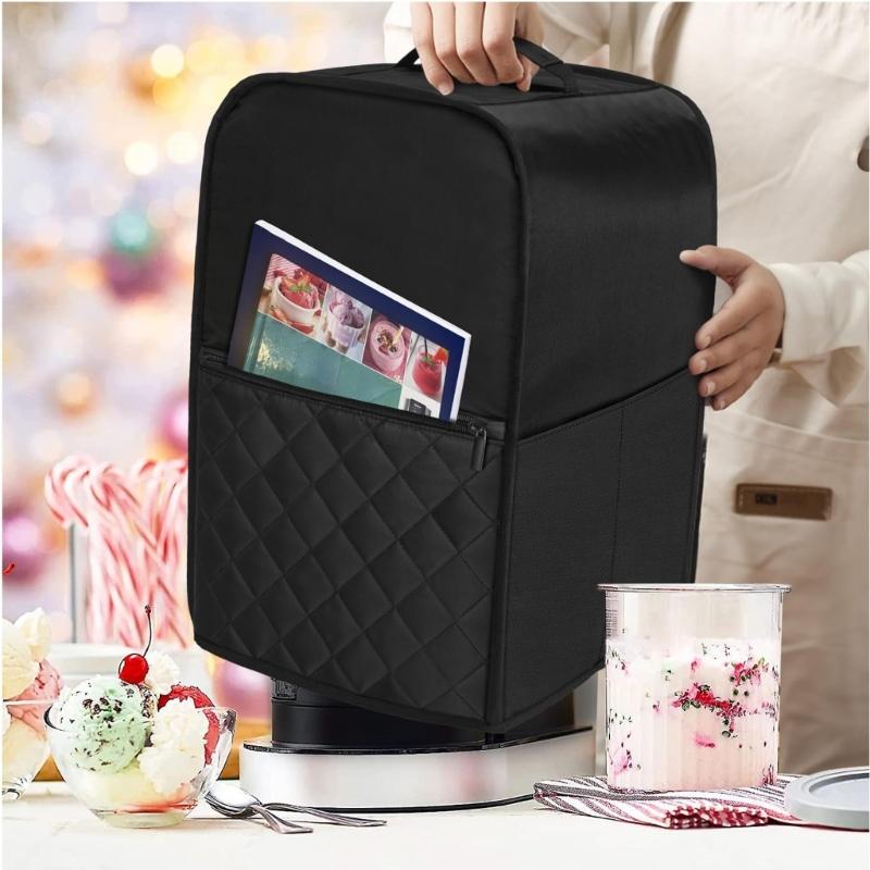 Hygienic Dustproof Cover with Accessories Pocket For Ice Cream Maker Waterproof Kitchen Appliance Protector With Handle