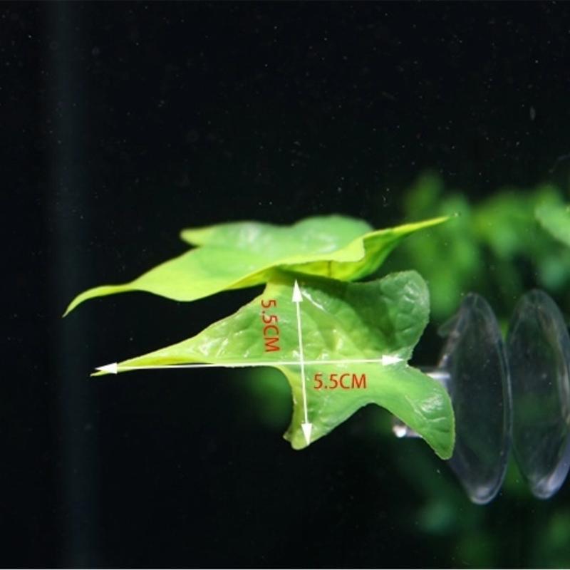 {MX} 1Pcs Fish Tank Fake Plants Green Leaf Hammock For Betta Fish Stress-Reducing Aquarium Decoration With Suction Cup