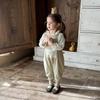 Trendig Koreansk Mori-stil Blommig Jumpsuit och Spets Tvådelat Set för Små Flickor
