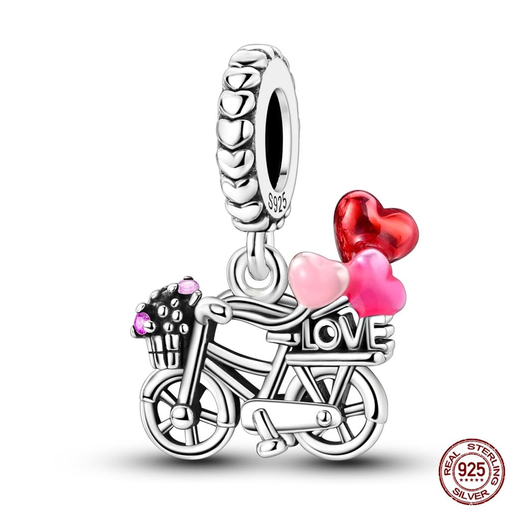 Copper ValentineS Day Couple Love Heart Rose Pendants Charm Bead Fits Genuine Bracelets DoItYourself Jewellery Gifts Women