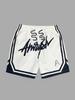 Men Gothic Angel Graffiti 3D Print Mesh Beach Shorts Elastic Drawstring Loose Straight Casual Summer Board Shorts