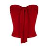 [Human Cotton] Spice Girl Bow Strap-on Tube Top, Women's Pure Desire Style Red Slim-fitting Short Top