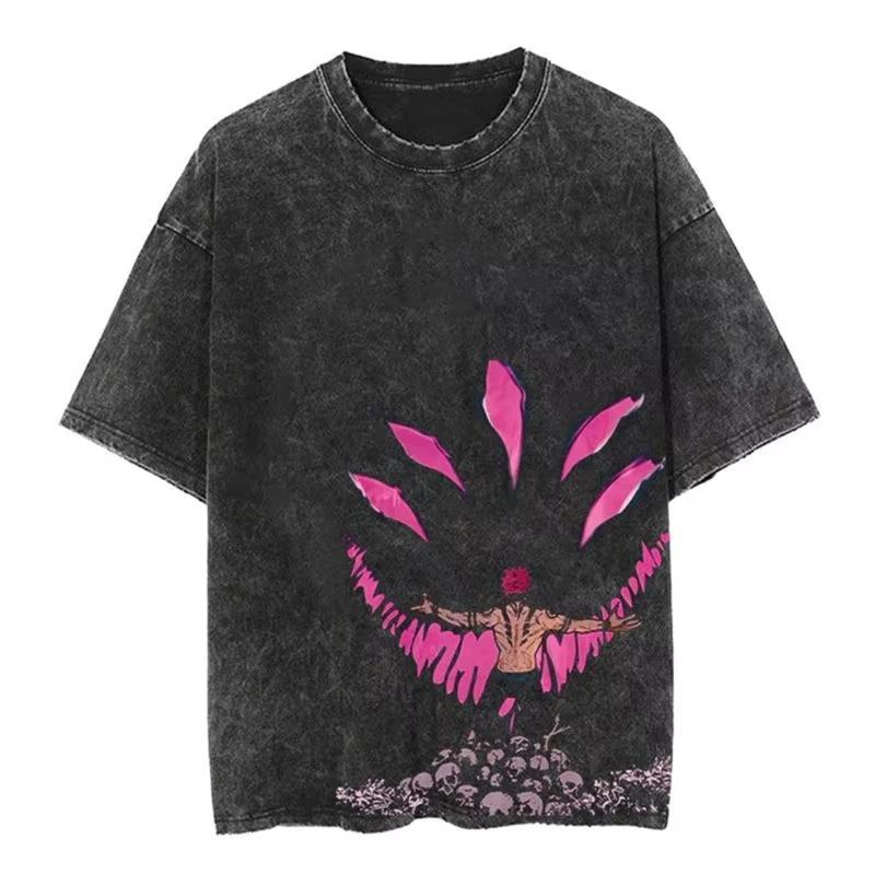 

New Hip Hop Vintage Tshirt Men Streetwear Harajuku Japanese Anime Print Tshirt Summer Fashion Short Sleeve Cotton T Shirt M