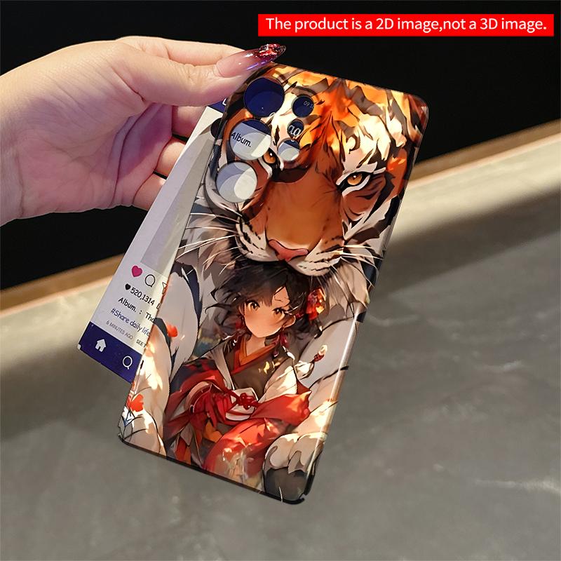 2DFlat Samsung phone case Tiger Guardian & Girl in Autumn Flowers Applicable to Galaxy S23 S24 S25ULTRA S26 A12 A14 A15 A16 A54 A55