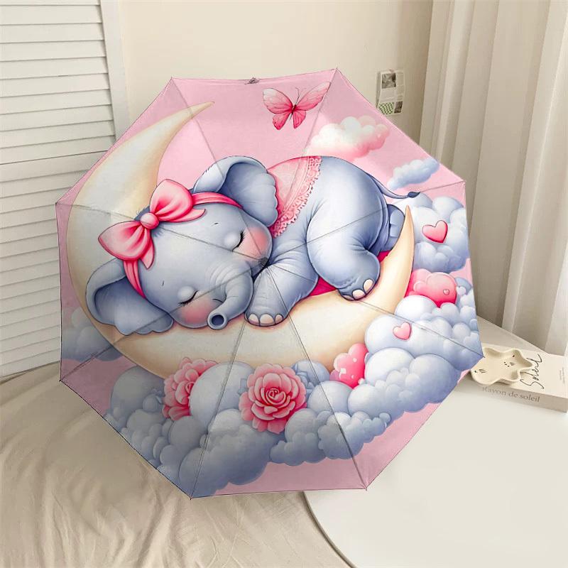 

1PC Elephant Clouds Umbrella-8-Rib Reinforced, Automatic Open, Lightweight & Durable, Fashion Accessory for Outdoor, H0377