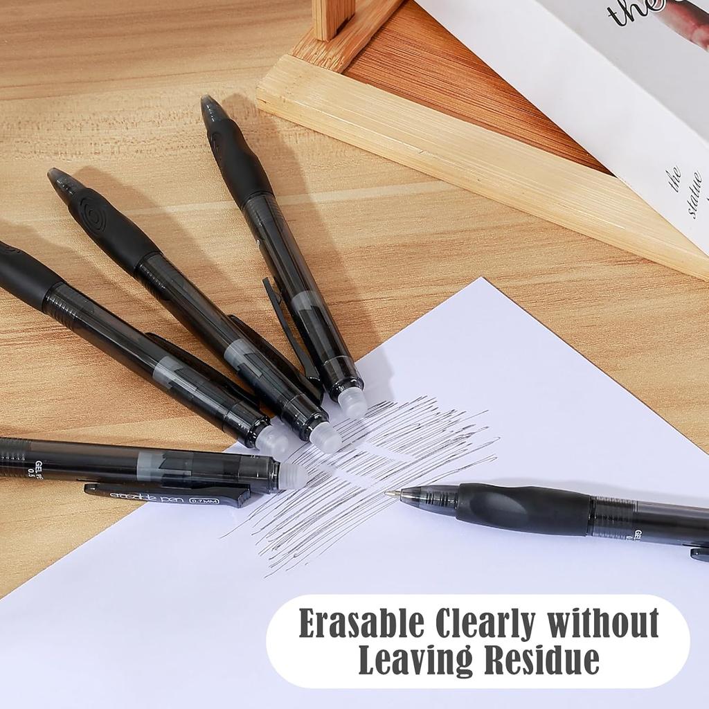 BAYTORY 16Pcs Retractable Erasable Pens with Eraser Clear, 0.5mm Fine Point Gel Ink Pen, Smooth Writing Comfortable to Use for Taking Marking Planner