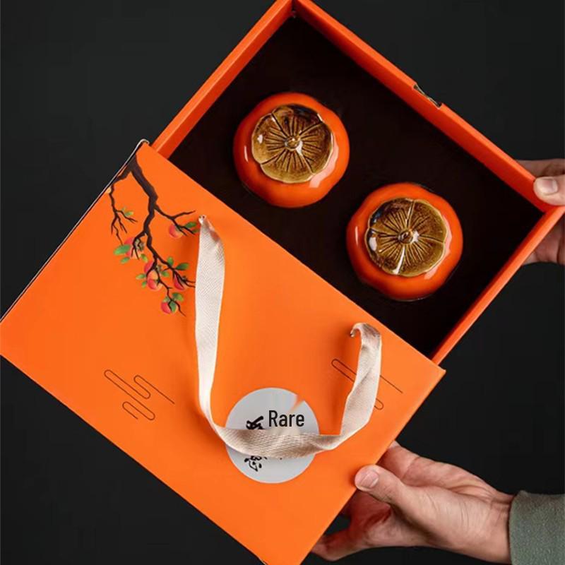 Creative Ceramic Persimmon Tea Jar - Multifunctional Sealed Candy & Storage Jar for Weddings and Celebrations