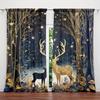Elk Curtain Symbol Fortune Lucky Digital Print 3D Curtain Living Room Window Kitchen Curtain Bathroom Curtain Grommet Top 2PCS