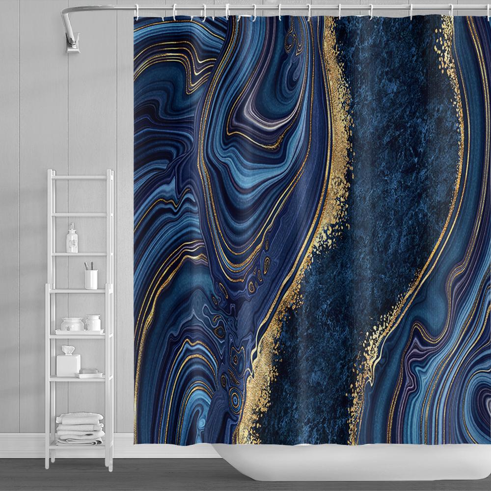 Мраморные занавески для душа с 3D принтом для ванной комнаты, мраморные занавески для ванной с золотыми прожилками, водостойкий чехол для купания из полиэстера с крючками