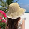 Breathable Woman's Straw Hat Elegant Sun Protection Cap Fashion Lace Brim Sunshade Cap  Outdoor