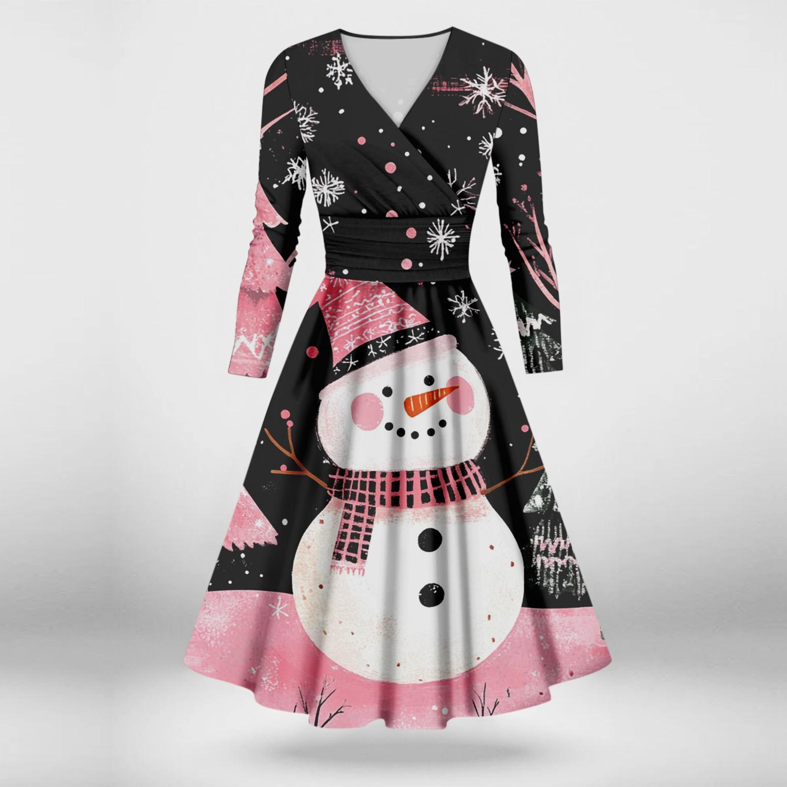 Женское повседневное и модное сексуальное платье с v-образным вырезом и длинными рукавами — фото 4