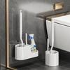 Wall-Mounted Toilet Brush with Base, No Dead Corners, Punch-Free Design for Bathroom Cleaning.