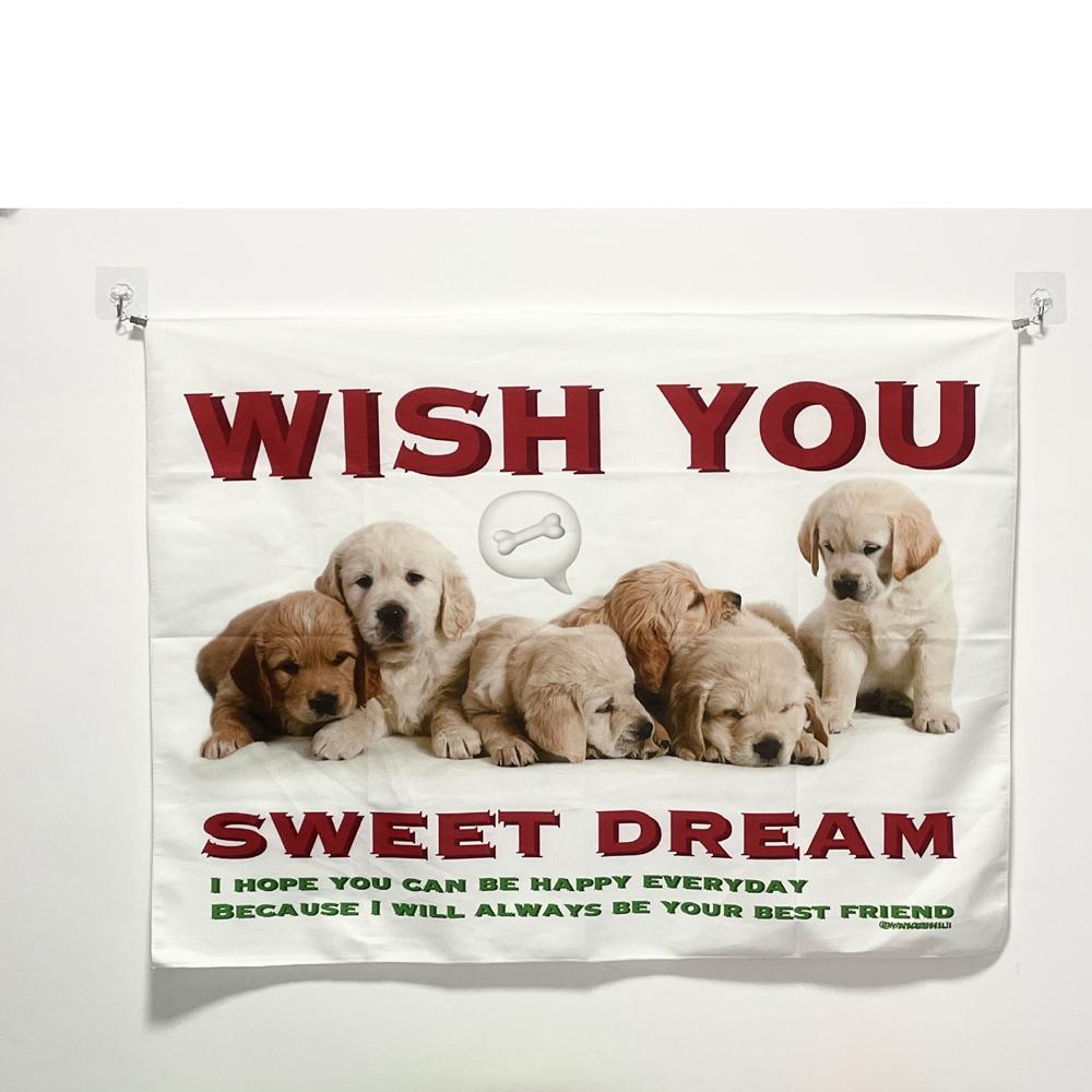 

Cute Cartoon Golden Retriever Wall Tapestry American Style Bedroom Decor Hanging Artwork for Home Decoration 74x94cm(29x37in)