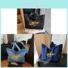 Denim Tote Bag For Women With Embroidered Letters And Street Style For Daily Use