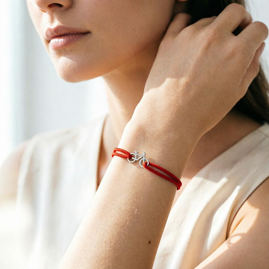 Glücksbringer Rotes Fahrrad Armband Verstellbares Geflochtenes Schnur Armband Geschenk für Radsportfans Leicht Bequem Vielseitig