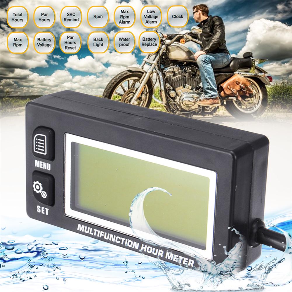 Buy Backlit Multifunction Hour Meter Tachometer Voltmeter Clock