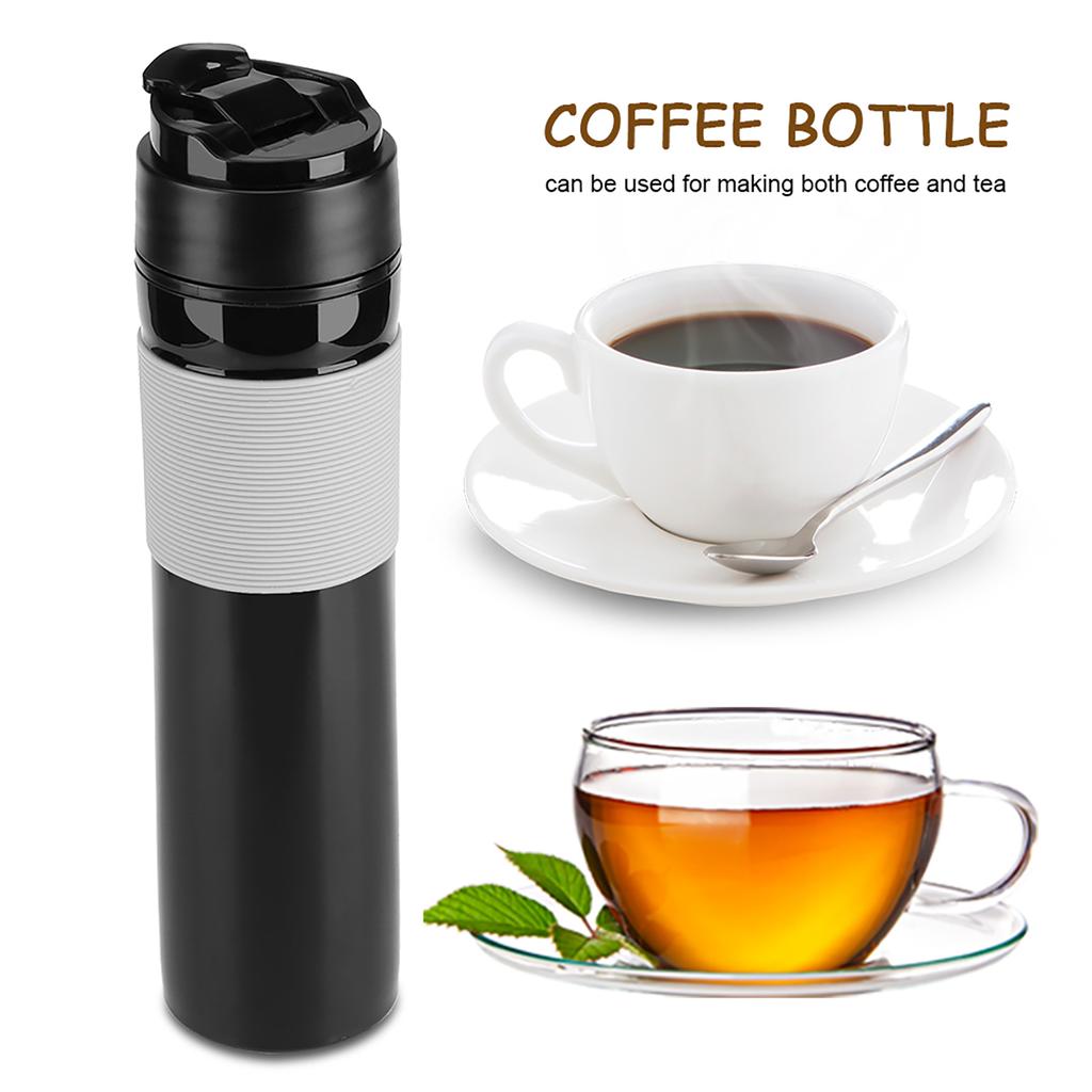 350ml Portable Coffee Press Bottle Tea Coffee Maker Drinking Water Cup for Travelling Black