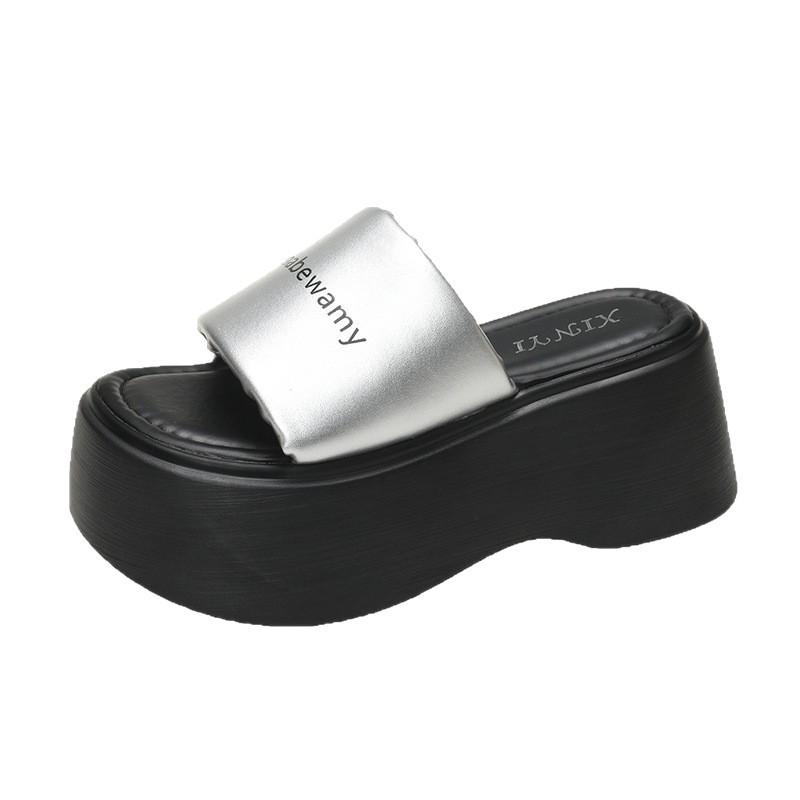 Thick-soled Slippers Women's Fashion Outer Wear In the Summer of 2025 New Versatile Height Increase 8cm Small Muffin One-word Drag