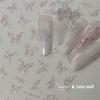 Gradient White Pink Butterfly Flower Shiny Stars Chic Spring Petal 5D Soft Adhesive Nail Art Stickers Decorations Manicure Decal