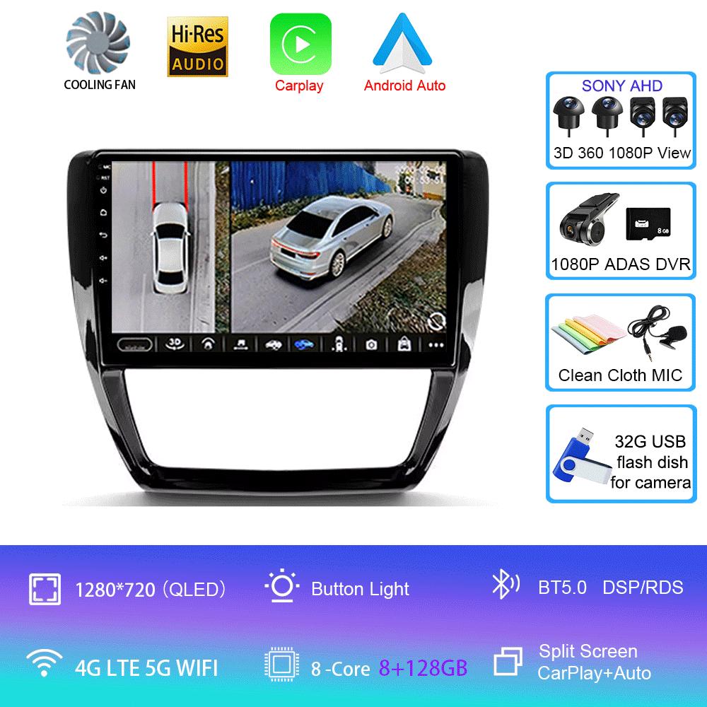 For Volkswagen VW Sagitar Jetta 6 Bora 2011-2018 Car Radio Android 14 Navigation GPS Multimedia Player Stereo WiFi+4G Carplay BT