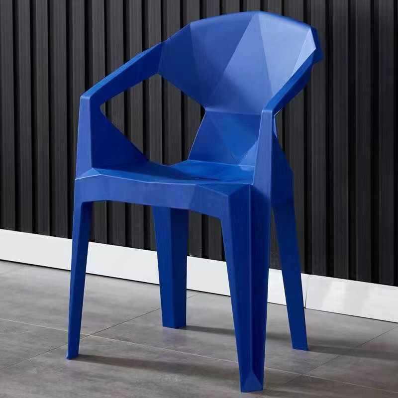Stackable Outdoor Plastic Armchair with Backrest & Thickened Stool for Dining or Leisure
