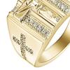 Men Women Rhinestone Inlaid Jesus Cross Finger Ring Party Jewelry Gift
