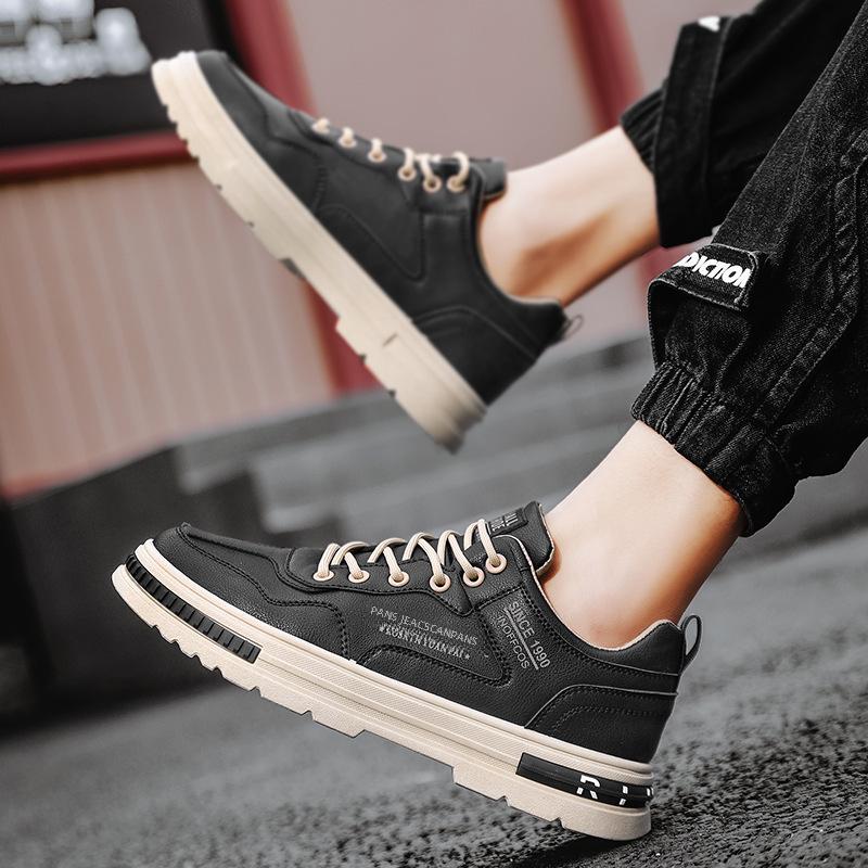 Frühling 2023 Herren Leder Dicksohlige Martin Schuhe: Modisch, Vielseitig und Lässig.