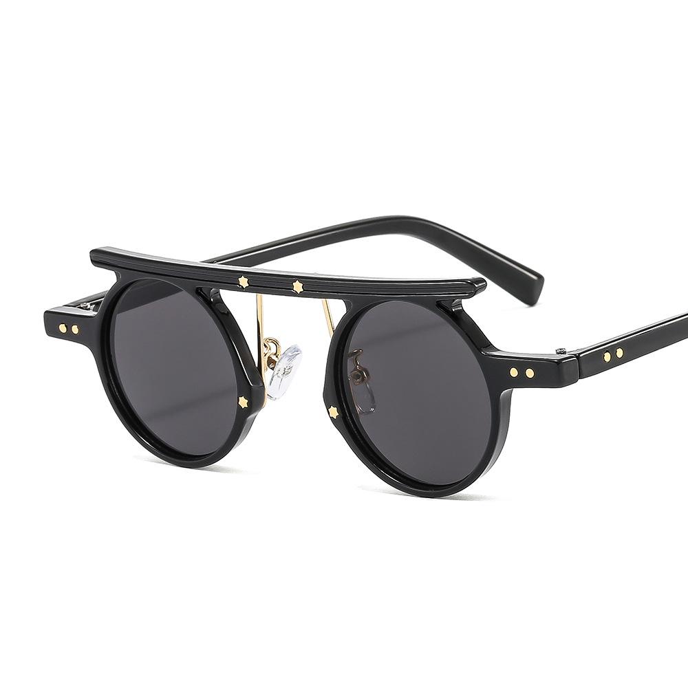 

New Hip Hop Punk Round Women Sunglasses Y2K Luxury Brand Leopard Print Gradient Rivet Design High Quality Men Gafas De Sol UV400 as picture