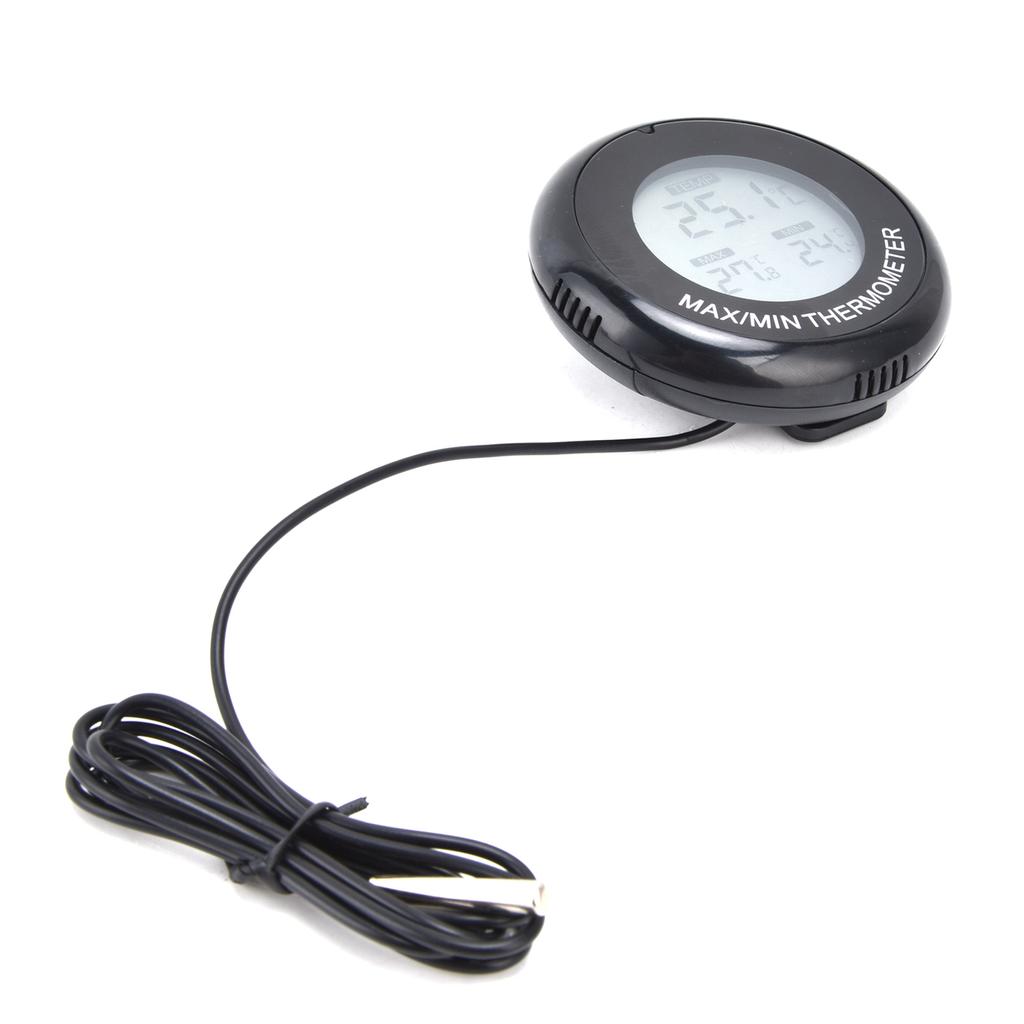 Digital LCD Round Thermometer Magnetic Suction Cup Temperature Meter for Reptile Box Fish Tank